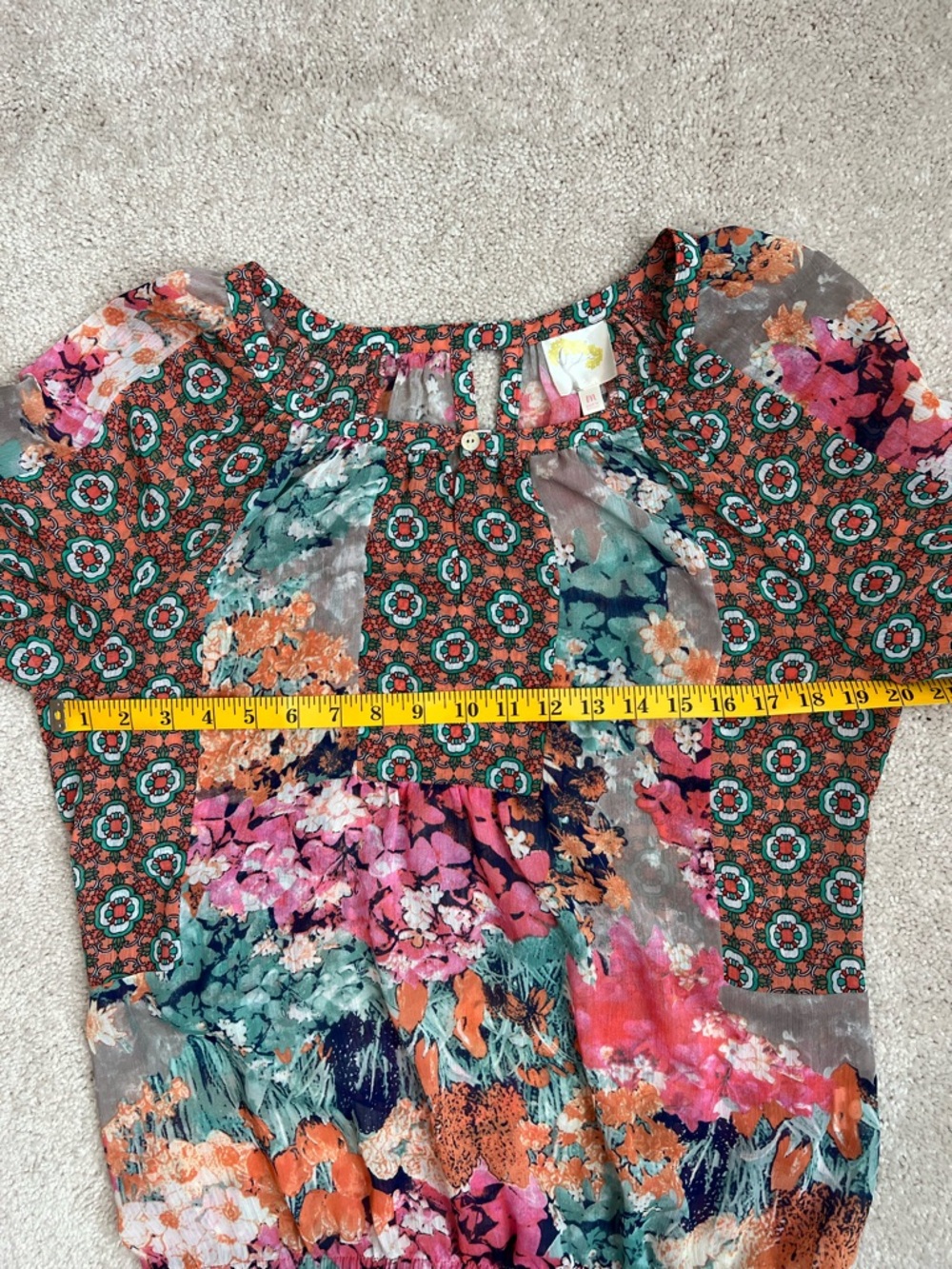Fig & Flower Floral Boho Peasant Paisley Blouse Top Size M - Picture 7 of 8